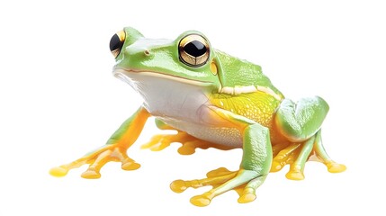 Obraz premium Green Tree Frog With Bright Yellow Toes