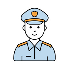 Police Officer Icon Vector Line Art Illustration for Law Enforcement Designs