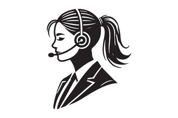 call center agent in profile view silhouette logo