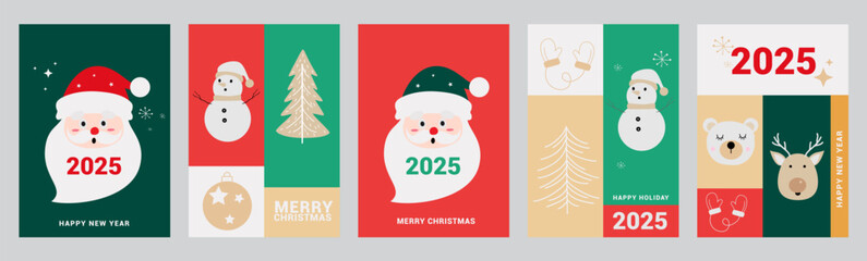 Santa Claus greeting playful in modern design, minimalist and happy colors