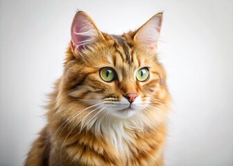 Adorable Kitten Profile, White Background Studio Shot - Cute Pet Photography