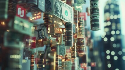 Obraz premium Digital trade, currency exchange systems, global economic stability, 3D illustration.