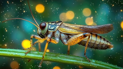 A Detailed Closeup Of A Grasshopper On A Blade Of Grass