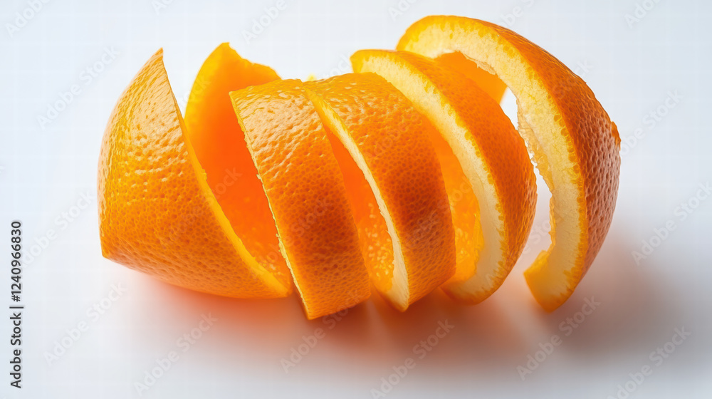 Poster sliced oranges arranged on bright background, showcasing vibrant colors and textures, perfect for ad