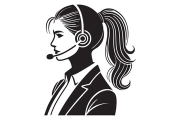 call center agent in profile view silhouette logo