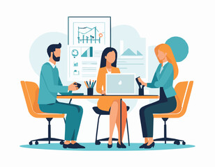 Teamwork and Collaboration in Office Setting Clipart