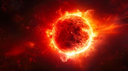 Burning of the Sun: A Highly Realistic and Glowing Sun Surface with Solar Flares and Power Concept