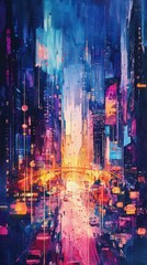 Obraz premium Dreamy watercolor cityscape blending world capitals, stock market symbols floating, economic powerhouses interlinked, investment bridges glowing. 