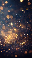 Fototapeta premium Cosmic elegance golden light particles on indigo canvas