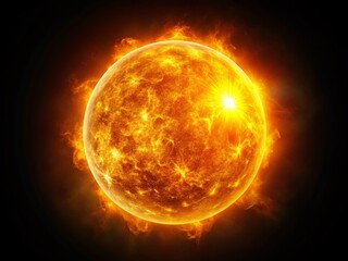 Celestial Sunburst: Dramatic Black Background Stock Photo