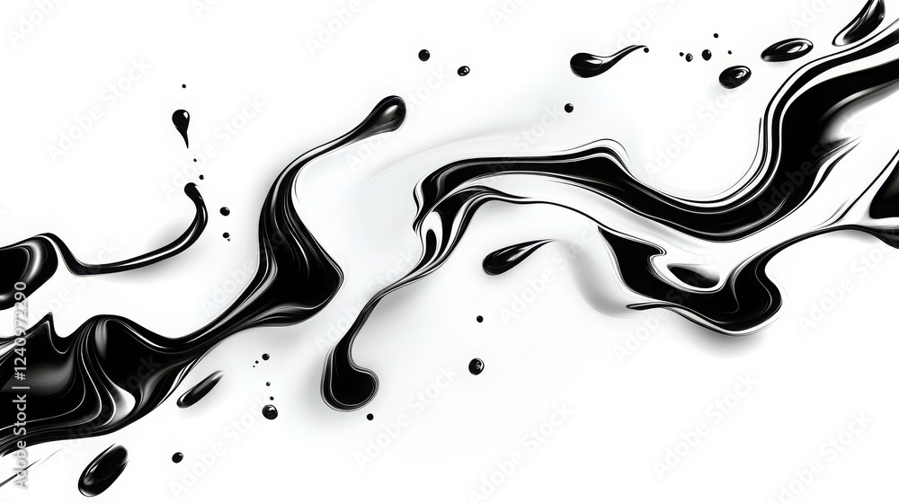 Poster abstract black and white fluid art showcasing dynamic shapes and textures in 4k resolution