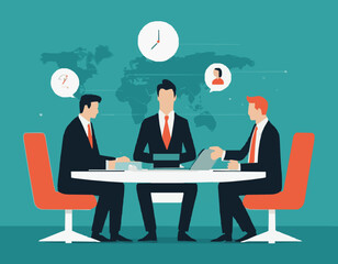 Teamwork and Partnership Concept - Business Meeting Vector Art