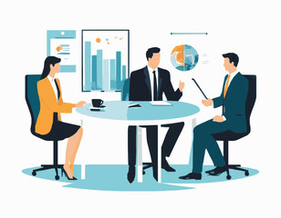 Professional Business Meeting - Illustrated Vector Graphic