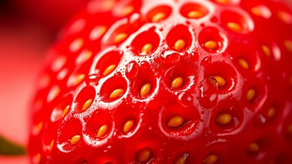 Extreme Macro of a Fresh Strawberry: Juicy and Vivid Details

