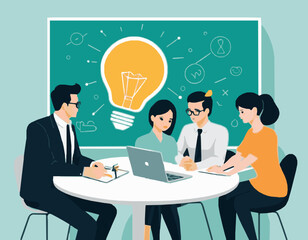 Team Brainstorming Session - Creative Vector Artwork
