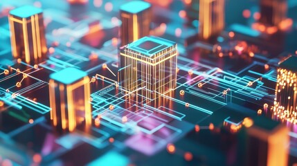 Obraz premium Financial world, interconnected bank networks, seamless transactions, 3D illustration. 