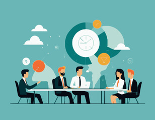 Business Strategy Discussion - Teamwork Vector Concept