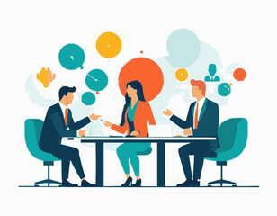 Business Strategy Discussion - Teamwork Vector Concept