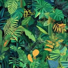 Lush Tropical Foliage Abstract Art Green Leaves