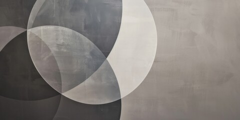 An abstract minimalist composition featuring overlapping circles on a muted gray background, Subtle gradients and precise alignments, Contemporary minimalist style