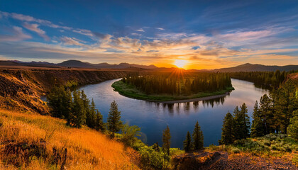 Fototapeta premium deschutes river at sundown