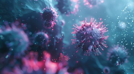 HMPV Virus Floating in Bloodstream – Abstract Scientific Visualization