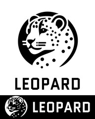 A modern leopard logo with a sleek, minimalist design, featuring a bold, spotted pattern
