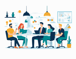 Modern Workplace Team Brainstorming Vector Art