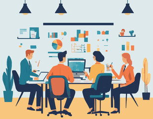 Modern Workplace Team Brainstorming Vector Art