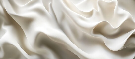 Obraz premium Creamy silk draped fabric, close-up studio shot, soft light, background blur