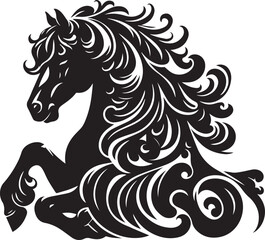 Friesian horse silhouette vector black on white background beautiful horse vector designs.