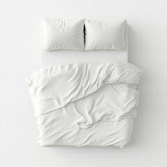 Obraz premium White bedding, overhead, bedroom, mockup, studio
