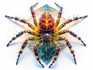 Obraz premium Aerial View of Spider, Isolated Arachnid, Eight-Legged Creature, Insect Top View, Nature Photography