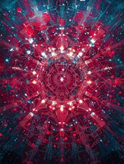 Obraz premium Vibrant abstract pattern with red and blue lights creating a dazzling visual effect.