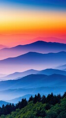 Obraz premium Breathtaking Sunset Over Blue Ridge Mountains Scenic Landscape Photography