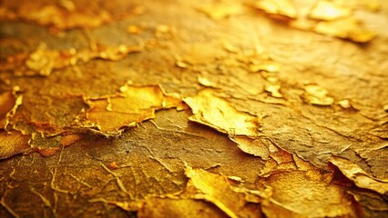 Vintage gold paper, distressed macro, textured detail.