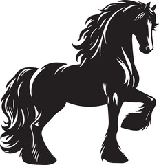 Friesian horse silhouette vector black on white background beautiful horse vector designs.