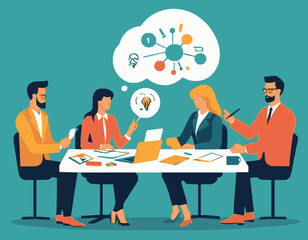 Illustration of Team Brainstorming and Idea Generation
