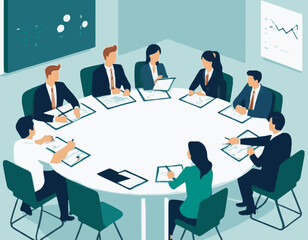 Corporate Team Meeting for Project Planning Graphic