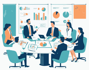 Corporate Team Meeting for Project Planning Graphic