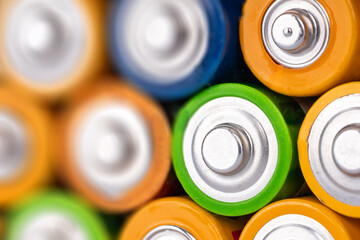Close Up of Colorful Battery Tops