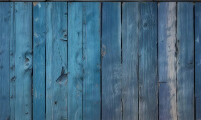 Obraz premium Weathered blue wooden plank wall with cracks and uneven surface, rustic, blue, painted