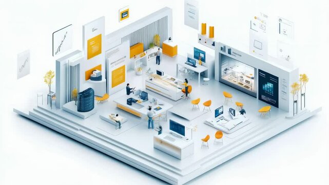 Isometric Illustration of a Modern Tech Office Space
