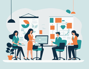 Creative Teamwork Concept with People in Office Setting