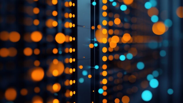 Abstract Data Center:  Network Lights and Servers
