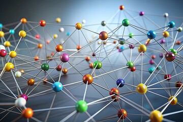 Minimalist grey backdrop, showing digital network connections.