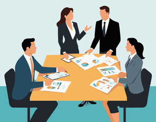 Business Partners Meeting for Project Planning Clip Art