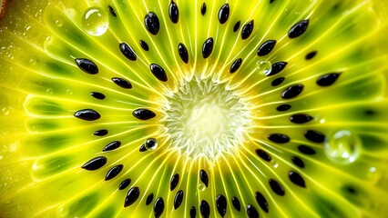 Ultra Macro of a Kiwi Slice: Vivid Details and Fresh Texture

