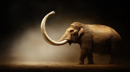 Obraz premium Majestic elephant standing in a hazy environment.