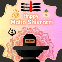 Happy Mahashivratri Festival Greetings Post Design! Elegant Colorful Design! 